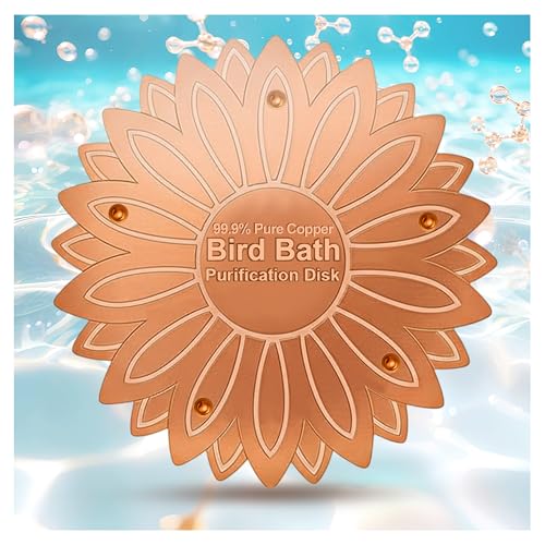 OICEME Bird Bath Purification Disc Pure Copper Outside Winter Solar Power Birdbath Disc Hummingbird Solar Power Wild Cleaner Heater Deicer Hanging Bowl Feeder Cage Dispenser Garden Lover Women Gift - color: Copper Sunflower