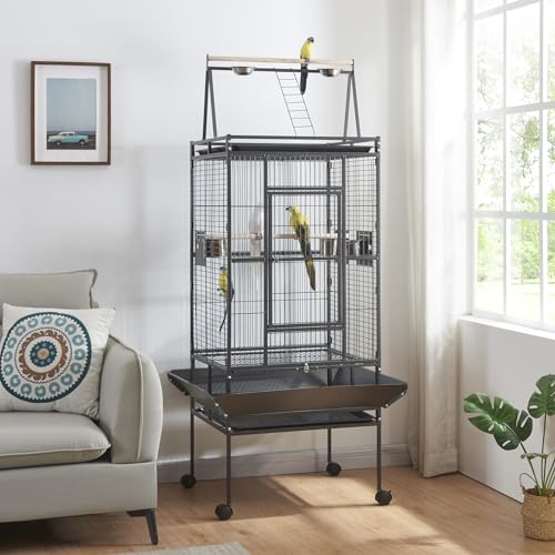 Panana Large Bird Cages Parrot Cage Wide Flight Metal Animal Cage for Budgie Parakeet Conure with Rolling Stand Wheels (69 inch Height)