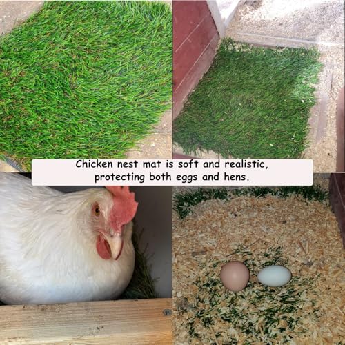 4 Pack Washable Chicken Nesting Pads Artificial Grass Rug Carpet Cuttable Chickens Nest Box Bedding Liners for Hen Coop Egg Duck Chicks Goose - color: Green