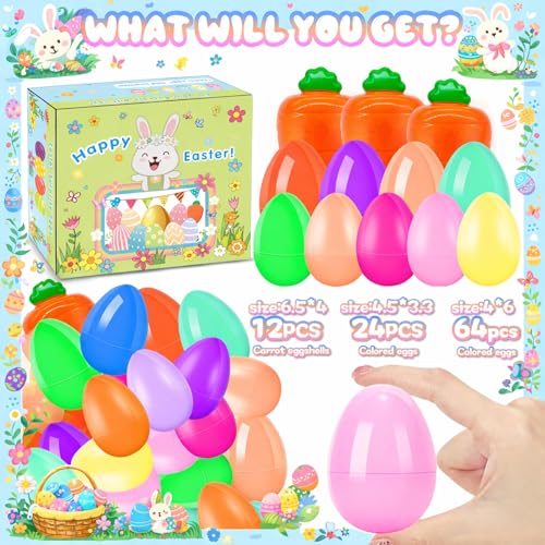 100 Pack Prefilled Easter Eggs with Toys Inside, Plastic Basket Stuffers Fillers Party Favors Supplies Hunt Games Save Time Gifts