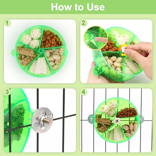 Bird Creative Foraging System Wheel Seed Food Ball Rotate Training Toy for Small and Medium Parrots Parakeet Cockatiel Conure (Green) - color: Green