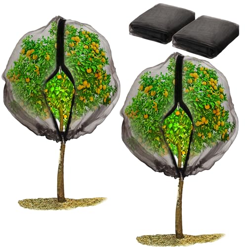 2 Pack Fruit Tree Netting Bags with Zipper and Drawstring, 6 x 6ft Ultra Fine Mesh Garden Netting Plant Cover, Bird Netting for Blueberry Bushes, Fruit Trees, Flowers (Black, 6 x 6 ft) - color: Black, size: 6 x 6 ft