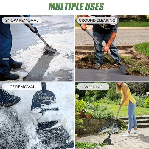 Walensee Floor Scraper, Long Handle Flat Shovel for Weeding and Lawn Edging | Wide Flat Blade Removes Weeds, Moss And Debris From Yards, Patios And Sidewalks, Also Scraping Light Ice And Snow In Winter.