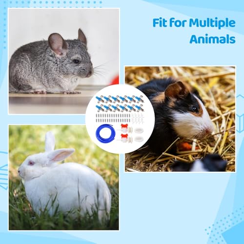 Automatic Rabbit Watering Kit - Including 5/16" Hose, 16 PCS Nipple Drinkers, Barb Fittings to G1/2" Thread Connectors, T-Fittings, Springs, and Gaskets, Automatic Rabbit Watering System