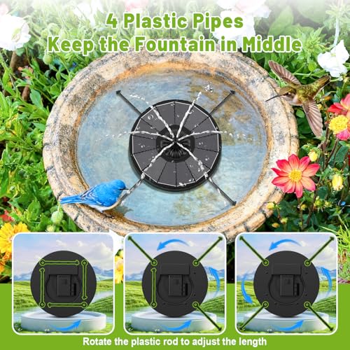 Solar Fountain with 3 Spray Height, Works in Shade, 3.5W Glass Solar Bird Bath Fountains with 2000mAh Battery and 4 Rotating Rods, 7 Nozzles, Outdoor Water Fountain Pump for Garden, Pool, Pond - color: Black