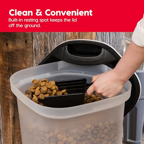 IRIS USA Dog Food Storage Container, Up to 25 lbs, Black, Made in USA | Includes 2-Cup Scoop & Wheels, Airtight Seal, BPA-Free, Bird Seed, Cat food, Chicken Feed, Treats, Keeps Kibble Fresh - color: Black, size: 25 lbs