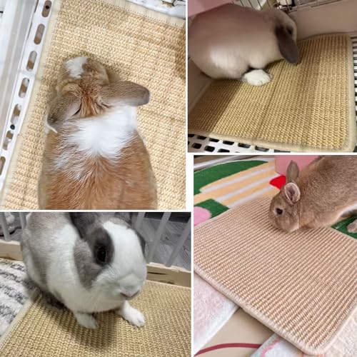 2PCS Rabbit Scratch Mat Natural Bunny Scratching Pad Claws and Teeth Care Rabbit Mats for Cages Chew Toys for Bunny Pet Cage Bedding for Biting Sleeping Nesting, 24x16 - size: 24"x16"