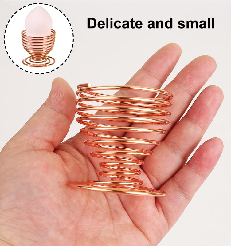 AKOAK 1 Pack Gold/Rose Gold Round Puff Storage Rack, Makeup Egg Drying Rack, Makeup Gourd Puff Sponge Display Beauty Tools - color: Rose gold