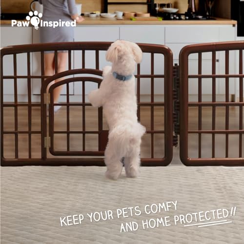 Paw Inspired 80x50 Inch Playpen Mat, Fleece Cage Liner, Beige | Super Absorbent, Waterproof Non-Slip Bottom, Play Pen Pad for Dogs, Rabbits, Guinea Pigs, Hamsters, Small Animals, Pets - color: Tan