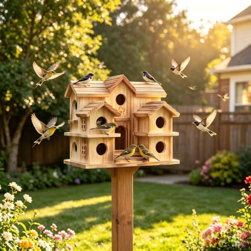 10-Room Purple Martin Bird House – Handcrafted Solid Cedar, Weatherproof