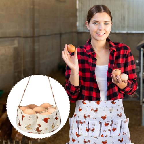 15 Pouches Chicken Egg Apron 7 Pouch Chicken Egg Basket | Women Apron For Collecting Fruit Duck And Goose Eggs Storage Bag For Christmas Autumn Gift Home Farms Decor Sturdy Canvas - style: Cute