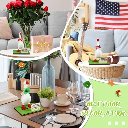 Relaxweex Magnetic Goose Key Holder Cute Resin Goose Statue with Mini Bow Tie Writable Interchangeable Signs Chalk for New Apartment Housewarming Gifts Office Table Desk Home Decor(Classic) - style: Classic