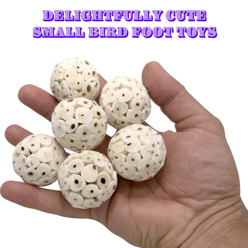 5123 Pk12 Mini Sola Balls - Handmade shreddable natural wood bird foot toys, Made from many pieces of air dried sola wood, Delightful chewing fun, Great for small pets Budgie Canary Lovebird Parrotlet - color: Mini Sola Balls, size: Pack 12