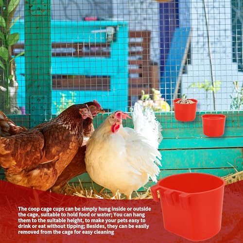 40 Pcs Cage Cups Birds Feeders Bird Water Dispenser Hanging Quail Waterer Plastic Chicken Feeding Watering Dish for Small Coop Parrot Parakeet PET Poultry Pigeon Gamefowl Food Seed Bowl Supplies(Red) - color: 8oz-Red