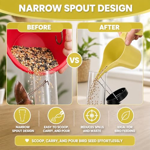 2 Pack Bird Feeder Scoop Set,Pet Food Bird Seed Scoop Large Capacity Suitable Narrow Spout Suitable for Tube Feeders Birds Chicken Livestock Restaurant Kitchen (Beige) - color: Beige
