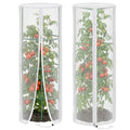 2 Pcs 57"X15.7" Round Tomato Netting with Zipper, Insect Bird Cover | Round Tomato Cage Mesh Cover, Drawstring, Garden Protection Netting, Tomato Trellis, Climbing Plants