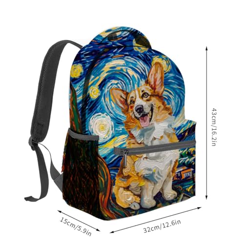 Corgi Backpack Travel Backpacks Laptop Rucksack,School Bookbag for Women Kids Boys Girls,Starry Night Dog Pet Back Pack Accessories Bags,Ideal Gifts for Work, Outdoor Adventures - color: Color08