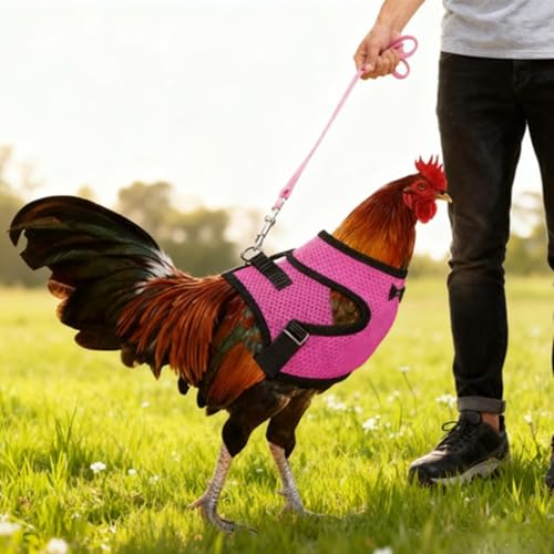 Blue Harness Vest for Chicken Harness with Leash Set, Hen Duck Small Animal | Breathable Comfortable Soft Mesh Harness, Adjustable, Outdoor Walking Training ,Small Animal ,Rooster Dog Kitten - color: Blue, size: M(Chest18.1-20.5'')