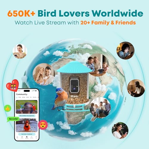 NETVUE by Birdfy Smart Bird Feeder with 2K AI Camera, Value for Beginners | Accurate AI Bird ID, Auto Records & Smart Notification, Free Cloud Storage, Easy Setup & App, Work with Alexa - color: Blue
