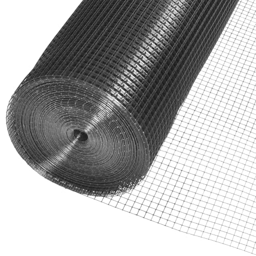 Black Hardware Cloth 1/2 inch, 19 Gauge 48inx100ft Chicken Wire Mesh Roll Vinyl Coated PVC Hardware Cloth Mesh for Poultry Netting, Garden Fencing, Tree Guard Rolls and Rabbit Cages Snake Fence - size: 1/2inch 48inx100ft