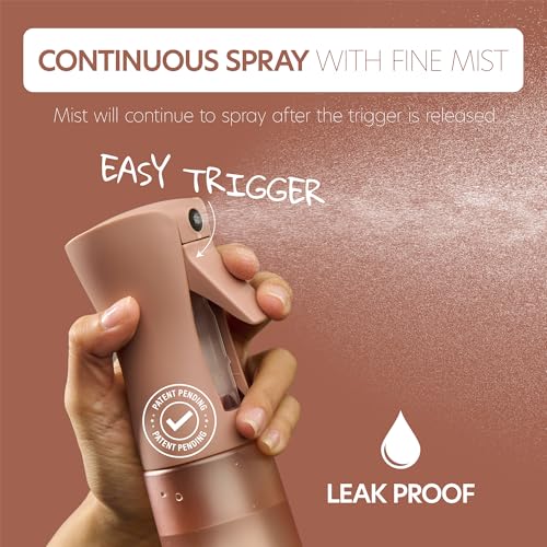 10 OZ Continuous Spray Bottles - Ultra Fine Mist Sprayer | Water Spray Bottle For Hair Stuff, Mister Spray Bottle For Plants Mister | Hair Spray Bottles For Hairstyling, Cleaning, Salons - color: Terra Cotta