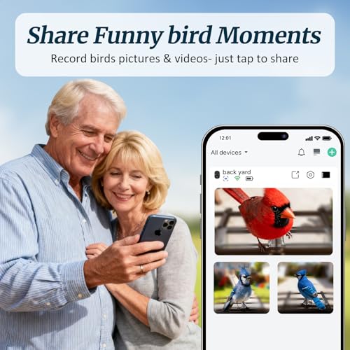 Bird Feeder with Camera Solar Powered, 2K HD Live Video Smart Bird Camera for Outdoors, Motion Detection with Instant Alerts, IP65 Waterproof, Bird Watching Gifts for Nature Lovers | AI Bird Recognition | Capture Birds in 2K HD | Built for Outdoors | Sola