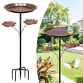 Bird Bath for Outside,Birdbaths with 2 Detachable Flower Feeders | Metal 5 Prongs Base,Detachable Bowl,Easy Clean/Install,37"H Freestanding Birdbath for Garden,lawn,yard,patio,Antique Bronze - color: Antique Bronze