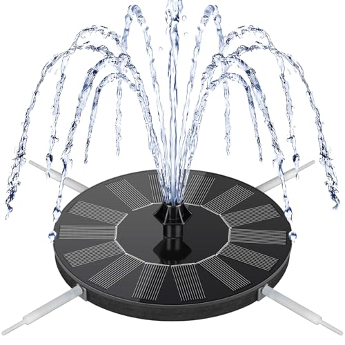 Mademax Solar Bird Bath Fountains, Upgrade 1.4W Solar Fountain Pump with 8 Nozzles & 4 Brackets, Free Standing Floating Solar Powered Water Fountain Pump for Bird Bath, Garden, Pond, Pool, Outdoor