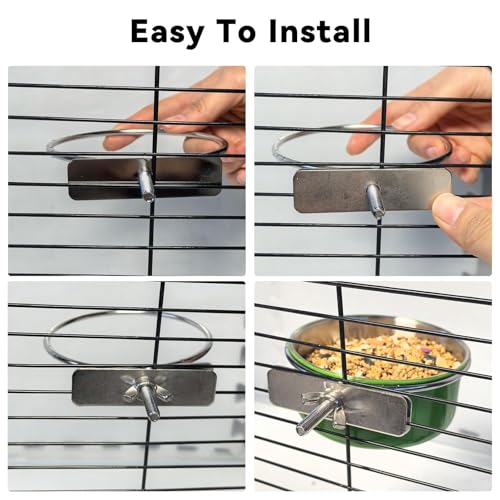 2 Pcs Parrot Feeding Dish Cups,Stainless Steel Bird Food Water Feeder Bowls | Parrot Cage Feeder with Clamp Holder Small Bird Feeding Cup for Parakeet Cockatiels Conure Budgies Chinchilla Small Animal - size: 2pcs Green
