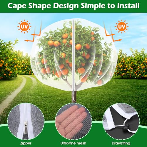 8'x8' Fruit Tree Netting Cover with Zipper and Drawstring | Ultra-Fine Mesh Garden Plant Insect Pest Net Barrier to Prevent Squirrel Bird Deer Cicadas Bag for Blueberry Tomato-1Pcs - size: 8ftx8ft