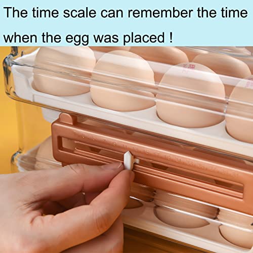 Sooyee Egg Holder for Fridge,2 Drawers 32 Eggs Organizer for Refrigerator,Space-Saving Egg Container, Clear Acrliy 2-Tier Egg Tray Storage for Kitchen - size: 32 Capacity