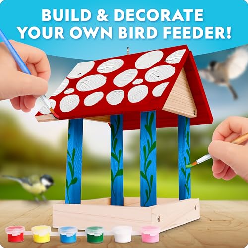National Geographic Build Your Own Bird Feeder Craft Kit for Kids | DIY Wooden Bird Feeder, Paints and Brush, Bird-Watching Journal, Educational Poster, Outdoor Nature Craft, Birthday Gift - style: DIY Bird Feeder