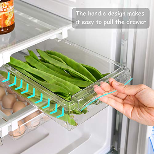 URALFA Fridge Drawer Organizer 2 Pack, Fridge Organizers and Storage | Deli Drawer for Refrigerator, Pull Out Fridge Under Shelf Drawer, Refrigerator Storage Containers for Fruit, Egg, Yogurt - color: 2 Pack Drawer