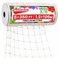 ATICCA Trellis Netting 5 x 350 ft Heavy Duty Polyester Plant Support Netting White - 6 Inch Garden Rope Trellis on Roll - Mesh Twine for Growing Vine Climbing Plants, Flowers, Peas, and Tomatoes - size: 5x350ft Polyester Trellis Netting