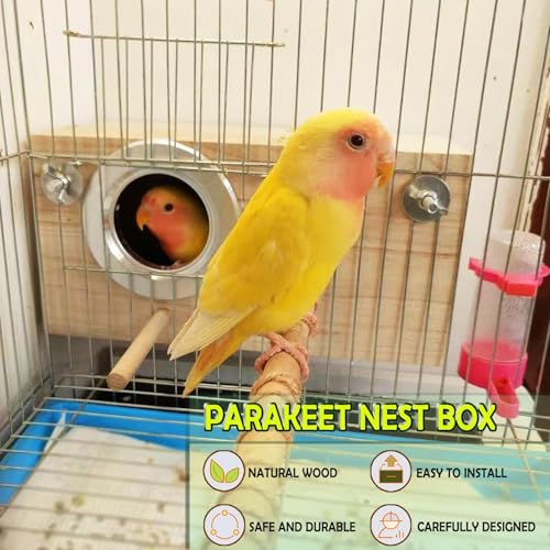 kathson Parakeet Nesting Box,Wood Bird Nest House for Cage,Parrots Breeding Mating Boxes,Budgie Nesting Box for Lovebirds,Finch,Canary,Small-Sized Birds（S） - size: S-7.87 x 4.72 x 4.72in