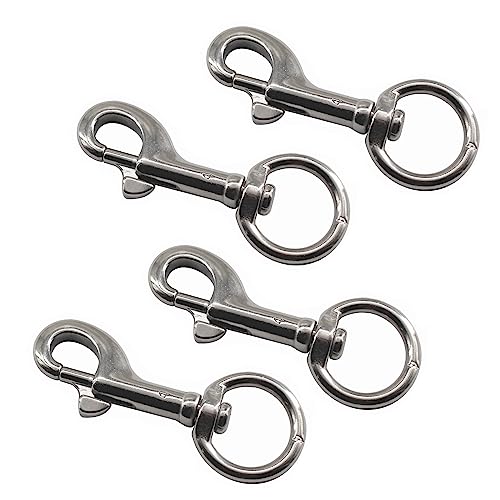 （4 Pieces) 72mm Swivel Eye Snap Hooks 316 Stainless Steel Marine Grade Single Ended Trigger Chain Clip for Dog Leash,Key Chain,Boat Ropes and Cages - color: 72mm