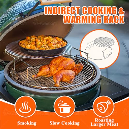 Expander Rack with Drip Pan for Big Green Egg Large, Green Egg Accessories | Green Egg Replacement Parts Eggspander Rack for BGE 5 Piece Kit Conveggtor Basket with Removable Cooking System