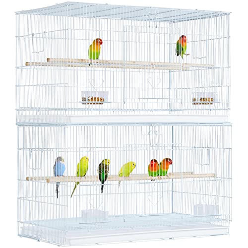 Yaheetech 30-inch 2 Pack Stackable Flight Bird Cages for Parakeets Cockatiels Conures Finches Budgies Lovebirds Canaries Small Birds Parrots Birdcage, White