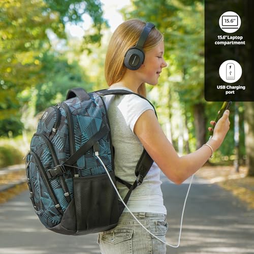 Swissdigital Laptop Backpack with USB Charging Port, Travel Backpack Fits 15.6 inches Computer, 31L Backpack for Men, Dark Green | SD803-96 - color: Dark Green