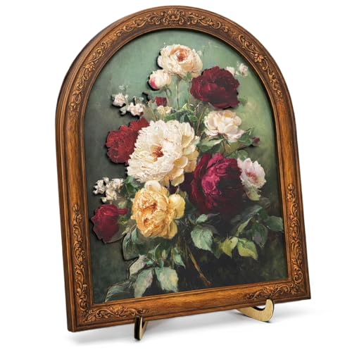 Vintage Floral Wall Art Sign for Farmhouse Decor, Classic Flower Bouquet Wall Decor, 8x10 Inch - color: Floral-1
