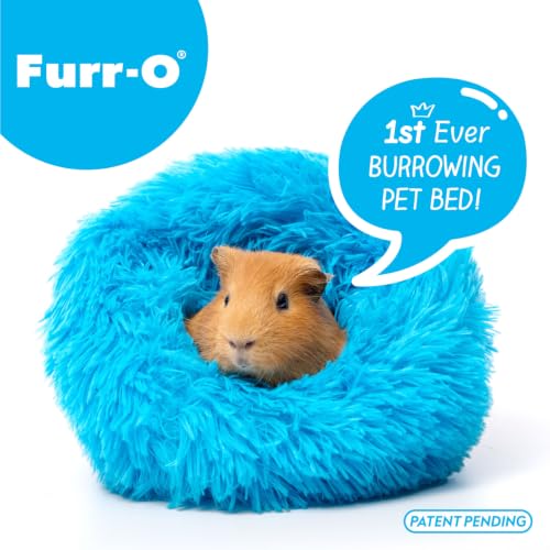 Paw Inspired Furr-O Burrowing Pet Bed Enrichment, Removable Base, Blue | Cozy Carrier Toy, Zip-On Spandex and Fleece Bottoms, Hideout Cage Accessories for Guinea Pigs, Hamsters, Small Pets, Animals - color: Blue