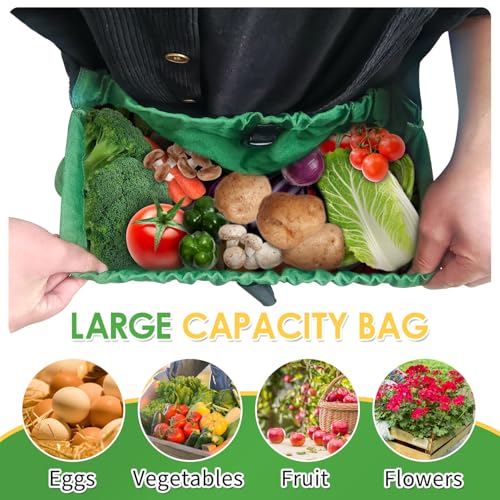 Gardening Apron Harvest Apron with Pockets, Green Garden Apron, Adjustable Waist Belt - color: Waist Apron