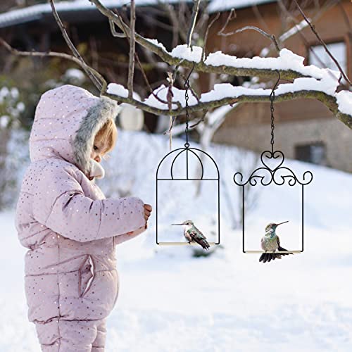 3PK Hummingbird Perch, Hummingbird Swing with Metal Frame, Bird Swing with Wooden Dowel and Hanging Chain,Suitable for Hanging Indoor,Outdoor, Lawn,Patio,Garden - size: 3PK