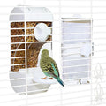 Automatic Bird Feeder Waterer Kit Bird Cage Hanging Waterer Parakeet Leak-Proof Feeder Parrot Vegetable Clips Cage Accessories for Budgies Lovebirds Finches Canaries Parrotlets Conures (White) - color: White