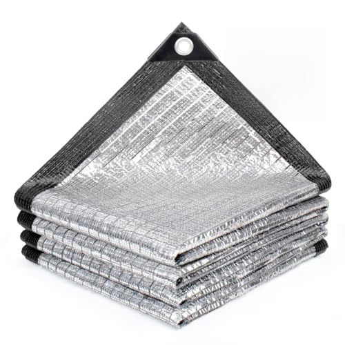 SUNNY GUARD 85% Aluminum Sun Shade Cloth, 8x8FT Heat Reflective Tarp | Reflective Aluminum Shade Cloth Blocks 85% Sunlight, Reduces Heat Buildup, and Keeps Gardens, Greenhouses and Cars Cooler - color: Sliver-85% Shade, size: 8x8FT