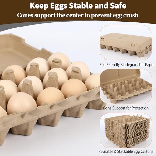 Egg Cartons 18 Count, 10 Pack 3x6 Grids Egg Cartons for Fresh Eggs, Sturdy Cardboard Eggs Storage Containers for Household, Kitchen, Farm, Market - size: 10 Pack
