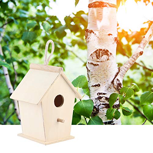 Bird House for Outside,Wooden Bird Houses,Unfinished Hanging Birdhouse,Garden Patio Decorative Nest Box Bird House,for Wrens, Swallows, Finches, Chickadee