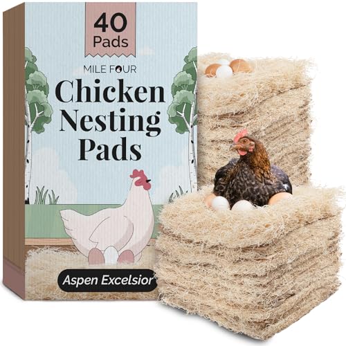 Chicken Nesting Pads (40 Pack) USA Grown, 100% Biodegradable, Sustainably Harvested, Aspen Excelsior Pads, 13"x13", Chicken Nesting Box Pads - size: 40 Pack