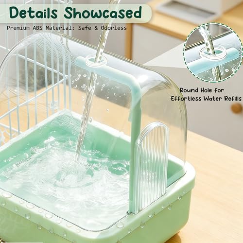 Bird Bath for Cage Clear Automatic Pump Parrot Shower for Parakeets Finches | Dual filtration pump, auto water circulation, clear dome, detachable easy clean base, shower bathtub, cage&tabletop bird bath - color: Light brown