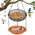 RAINFLOW Hanging Bird Bath Feeder - 2 in 1 Outdoor Water Tray for Backyard | Platform Bird Feeder for Outside Garden Patio, Attracts Wild Birds, Spring Summer Decor, Bird Lover Gift, Easy Hanging Set